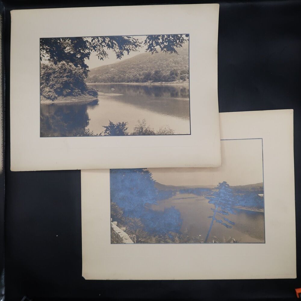 Photograph Set of 2 9x13 Delaware River Nature Pennsylvania 1920s 1930s Vintage